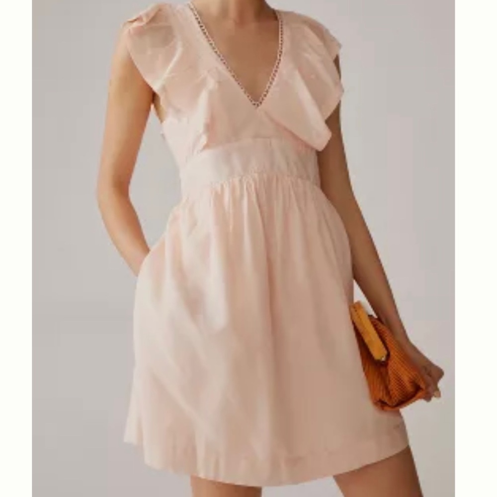 NWOT Anthropologie Pale Pink V-Neck Plunge Tunic Mini Dress